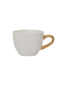 Espressotassen Good Morning in Weiß mit goldfarbenem Griff, 2 Stück, Steingut, Weiß, Goldfarben, Ø 6 x H 5 cm, 95 ml