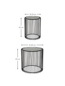 Table d'appoint avec plateau en verre Wire, 2 élém., Noir, Lot de différentes tailles