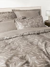 Žakárový povlak na přikrývku ze směsi bavlny a lnu Amita, Taupe, Š 200 cm, D 200 cm
