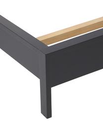 Letto in legno Tammy, Legno con finitura in legno di frassino, Legno di frassino laccato nero, Larg. 140 x Lung. 200 cm