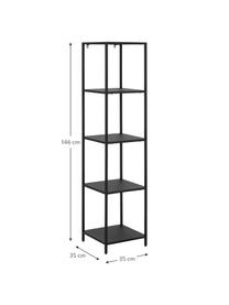 Metalen wandrek Neptun, Gepoedercoat metaal, Zwart, B 35 x H 146 cm