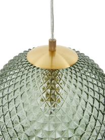 Lámpara de techo pequeña de vidrio Lorna, Pantalla: vidrio, Cable: plástico, Verde con dorado, Ø 25 cm