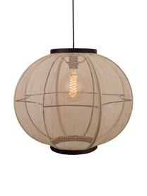 Lampa wisząca z włókna bambusowego w stylu boho Tanah, Czarny/drewno naturalne, Ø 47 x W 47 cm