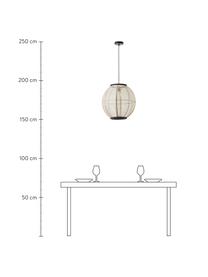 Boho hanglamp Tanah, Lampenkap: textiel, Baldakijn: metaal, Zwart/naturel, Ø 47 x H 47 cm