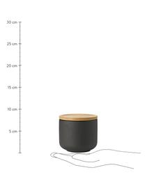 Tazza nera con coperchio/sottobicchiere Theo, Coperchio: bambù, Nero, Ø 9 x Alt. 9 cm, 200 ml