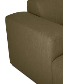 Divano angolare 3 posti Melva, Rivestimento: 100% poliestre Il rivesti, Struttura: pino massiccio, certifica, Tessuto verde oliva, Larg. 239 x Prof. 143 cm, chaise-longue a sinistra