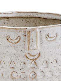 Portavaso in terracotta Face, Terracotta, Bianco, Beige, Ø 12 x Alt. 10 cm