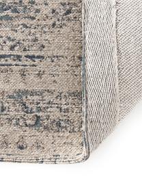 Chenille vloerkleed Mahdi, 66% polyester, 34% wol (RWS-gecertificeerd), Blauw, beige, B 120 x L 180 cm (maat S)