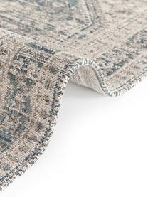 Tapis en chenille vintage Mahdi, 66 % polyester, 34 % laine (certifié RWS), Bleu, beige, larg. 120 x long. 180 cm