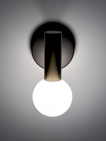 Nastavitelné nástěnné svítidlo se skleněným stínidlem Wilson, Bílá, černá, mosazná, H 22 cm, V 22 cm