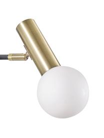 Verstelbare wandlamp Wilson met glazen lampenkap, Lampenkap: opaalglas, Fitting: vermessingd metaal, Zwart, goudkleurig, D 22 x H 22 cm