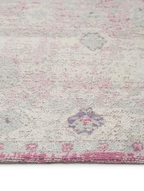 Tappeto vintage in ciniglia rosa-grigio chiaro tessuto a mano Rimini, Retro: 100% cotone, Rosa, grigio, Larg. 200 x Lung. 300 cm (taglia L)