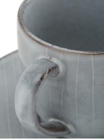 Ręcznie wykonana filiżanka ze spodkiem Nordic Sand, Kamionka, Odcienie szarego, odcienie niebieskiego, Ø 8 x W 7 cm, 150 ml