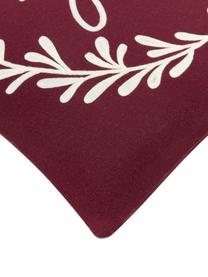 Bestickte Kissenhülle Joy in Rot, Vorderseite: 75 % Wolle, 25 % Nylon, Rückseite: 100 % Baumwolle, Rot, Cremeweiß, B 45 x L 45 cm