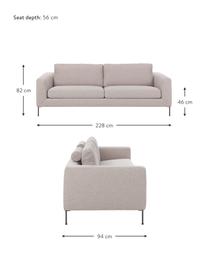 Sofa Cucita (3-Sitzer) in Beige mit Metall-Füßen, Bezug: Webstoff (100% Polyester), Gestell: Massives Kiefernholz, FSC, Füße: Metall, lackiert, Webstoff Beige, B 228 x T 94 cm