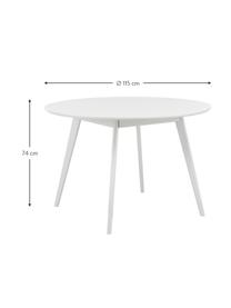 Okrągły stół do jadalni Yumi, Blat: płyta pilśniowa średniej , Nogi: lite drewno kauczukowe i , Biały, Ø 115 x W 74 cm