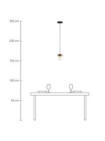 Kleine hanglamp Acorn van glas, Baldakijn: kunststof, Koperkleurig, amberkleurig, Ø 14 x H 16 cm