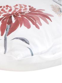 Povlak na polštář z bavlněného saténu s květinovým vzorem Evie, 2 ks, Přední strana: květinový potisk Zadní strana: bílá, Š 40 cm, D 80 cm