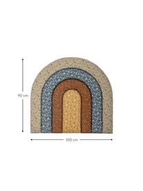 Bett-Kopfteil Jo in Regenbogen-Form mit Blütenprints, Bezug: 100 % Baumwolle, Gelb, Braun, Blau, Cremeweiß, B 100 x H 90 cm