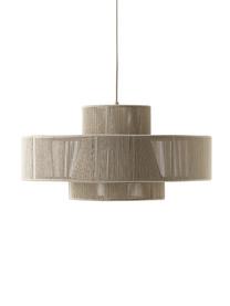 Große Pendelleuchte Lace aus Leinenfäden, Baldachin: Metall, pulverbeschichtet, Lampenschirm: Seil, Metall, Beige, Ø 50 x H 25 cm