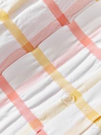 Housse de couette en coton seersucker à carreaux Leonita, Blanc, orange, larg. 200 x long. 200 cm