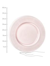 Podtalíře s drážkovaným reliéfem Effie, 2 ks, Sklo, Světle růžová, Ø 33 cm