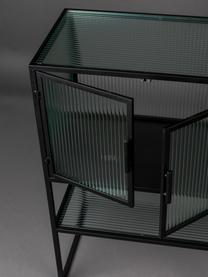 Chiffonnier de metal y vidrio estriado Boli, Estructura: metal con pintura en polv, Negro, semitransparente, An 60 x Al 90 cm