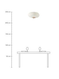 Plafoniera di design in carta di riso Misaki, Paralume: carta di riso, Decorazione: legno, Baldacchino: metallo verniciato a polv, Bianco, legno chiaro, Ø 52 x Alt. 30 cm
