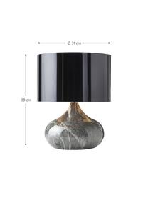 Tischlampe Mamo in Marmor-Optik, Lampenschirm: Kunststoff, Schwarz, Grau, Marmoroptik, Ø 31 x H 38 cm
