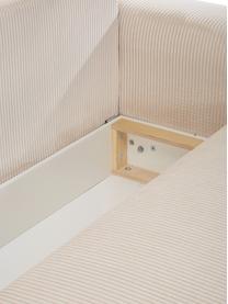 Sofá rinconera cama de pana Nihad, con espacio de almacenamiento, Tapizado: pana de poliéster, Patas: plástico, Pana beige, An 282 x F 153 cm