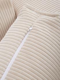 Sofá rinconera cama de pana Nihad, con espacio de almacenamiento, Tapizado: pana de poliéster, Patas: plástico, Pana beige, An 282 x F 153 cm
