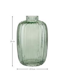 Design vaas Groove in groen, Glas, Groen, transparant, Ø 13 x H 20 cm