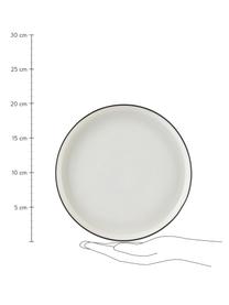 Talerz śniadaniowy z porcelany Facile, 2 szt., Porcelana twarda (ok. 50% kaolin, 25% kwarc i 25% szpat), Kremowobiały z czarną krawędzią, Ø 20 x W 2 cm