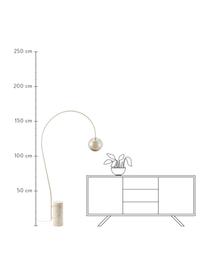 Veľká oblúková lampa s travertínovým podstavcom Cora, Champagne, béžová, V 167 cm
