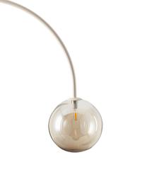 Große Bogenlampe Cora mit Travertin-Fuß, Lampenschirm: Glas, Gestell: Stahl, beschichtet, Lampenfuß: Travertin, Champagnerfarben, Beige, H 167 cm