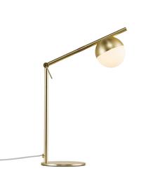 Lampada da scrivania dorata con vetro opale Contina, Paralume: vetro opale, Base della lampada: metallo rivestito, Bianco, dorato, Larg. 15 x Alt. 49 cm