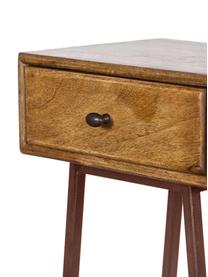 Tavolino con cassetto Skybox, Legno di pino, marrone ruggine, Larg. 40 x Alt.70 cm