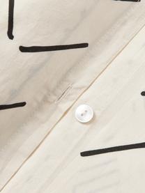 Pościel z perkalu z efektem sprania Kohana, Kremowobiały, czarny, 200 x 200 cm + 2 poduszki 80 x 80 cm