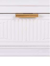 Consola de recibidor con cajones de madera Janette, Estructura: tablero de fibras de dens, Mandera pintada blanco, dorado, An 120 x Al 78 cm