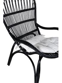 Rattan-Gartensessel Ella mit Hocker, Rattan, Polyester, Schwarz, B 66 x T 131 cm
