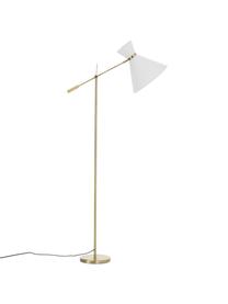Retro leeslamp Audrey, Lampenkap: textiel, Lampvoet: gegalvaniseerd metaal, Wit,goudkleurig, 79 x 176 cm