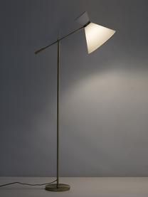 Retro-Leselampe Audrey, Lampenschirm: Textil, Lampenfuß: Metall, galvanisiert, Weiß,Gold, 79 x 176 cm