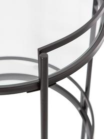 Ronde glazen serveerwagen Zora, Frame: gepoedercoat metaal, Plateaus: glas, Zwart, Ø 50 x H 79 cm