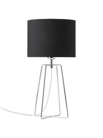 Tischlampe Karolina, Lampenschirm: Stoff, Lampenfuß: Metall, verchromt, Schwarz, Chromfarben, Ø 25 x H 49 cm