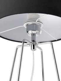 Tischlampe Karolina, Lampenschirm: Stoff, Lampenfuß: Metall, verchromt, Schwarz, Chromfarben, Ø 25 x H 49 cm