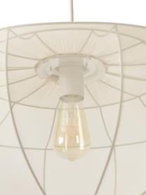 Lampada a sospensione in tessuto intrecciato Beau, Paralume: tessuto, Struttura: metallo verniciato a polv, Baldacchino: metallo verniciato a polv, Bianco crema, Ø 60 x Alt. 29 cm