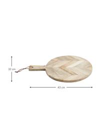 Planche à découper bois de manguier Herringbone, Ø 32 cm, Manguier, cuir, Manguier, larg. 32 x long. 43 cm