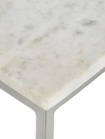 Tavolino grande da salotto con piano in marmo Alys, Struttura: metallo verniciato a polv, Bianco marmorizzato, argentato, Larg. 120 x Prof. 75 cm