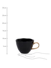 Kopje Good Morning met goudkleurige handvat, Keramiek, Zwart, goudkleurig, Ø 11 x H 8 cm, 350 ml