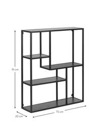 Wandrek Seaford van hout en metaal, Frame: gepoedercoat metaal, Hout, zwart, B 75 x H 91 cm